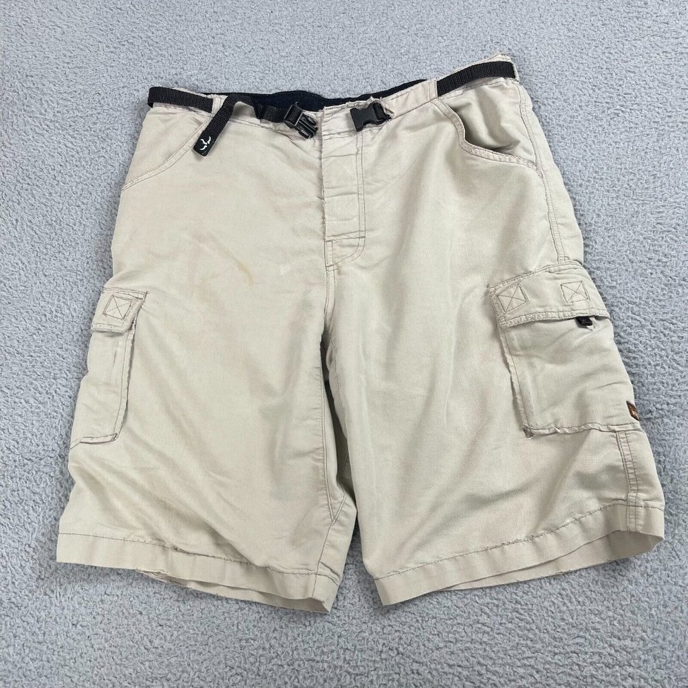 Vintage prAna Shorts Men's Size XL Beige Belted 90's Used